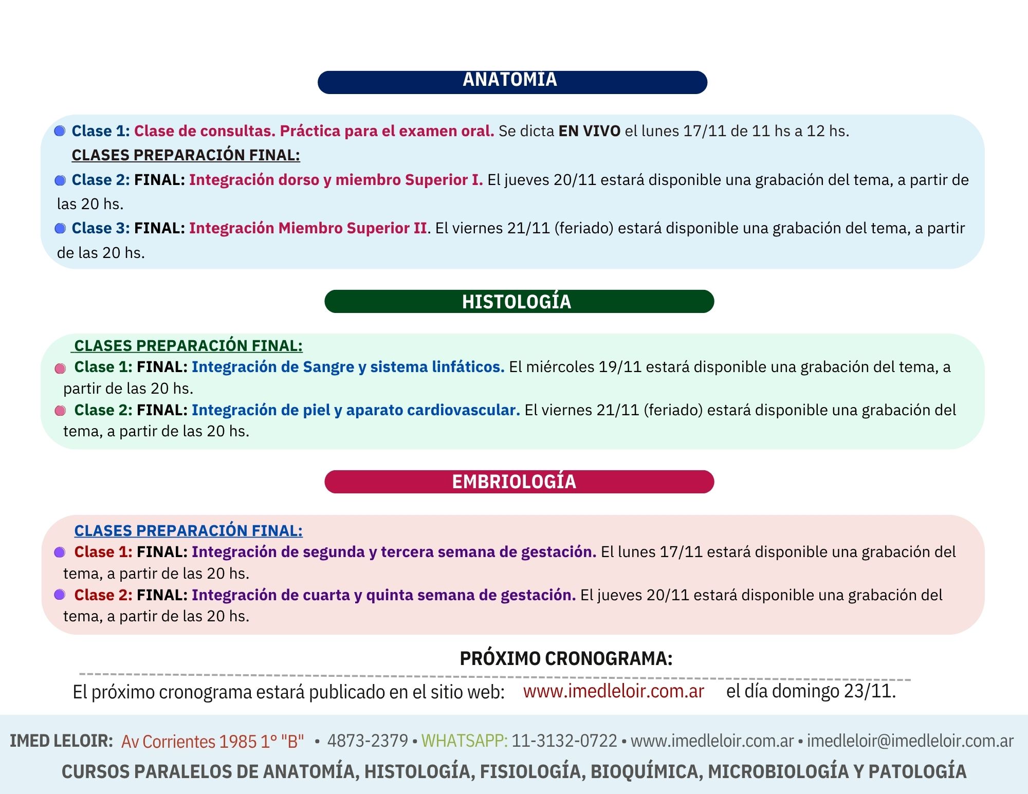 IMED Leloir – Página final información