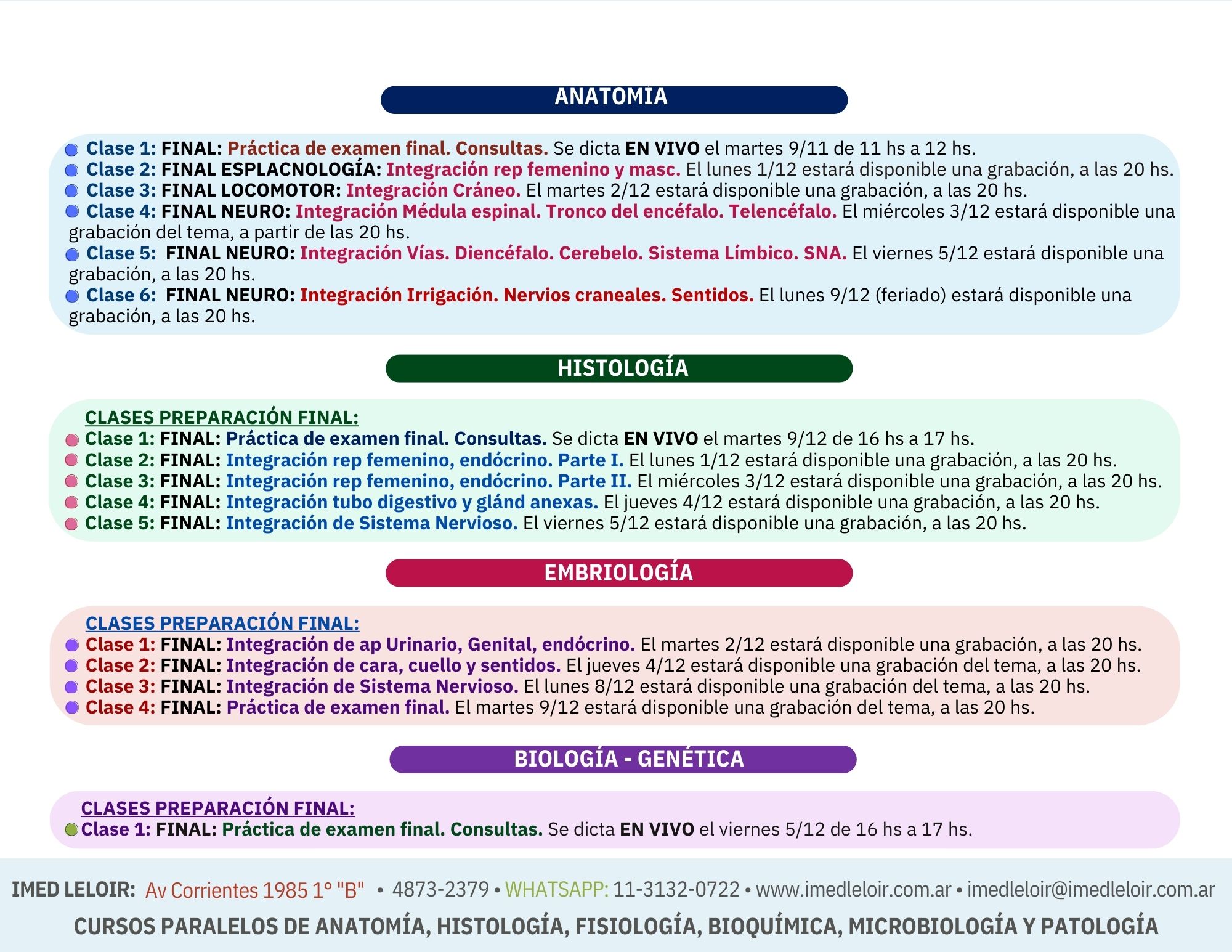 IMED Leloir – Página final información